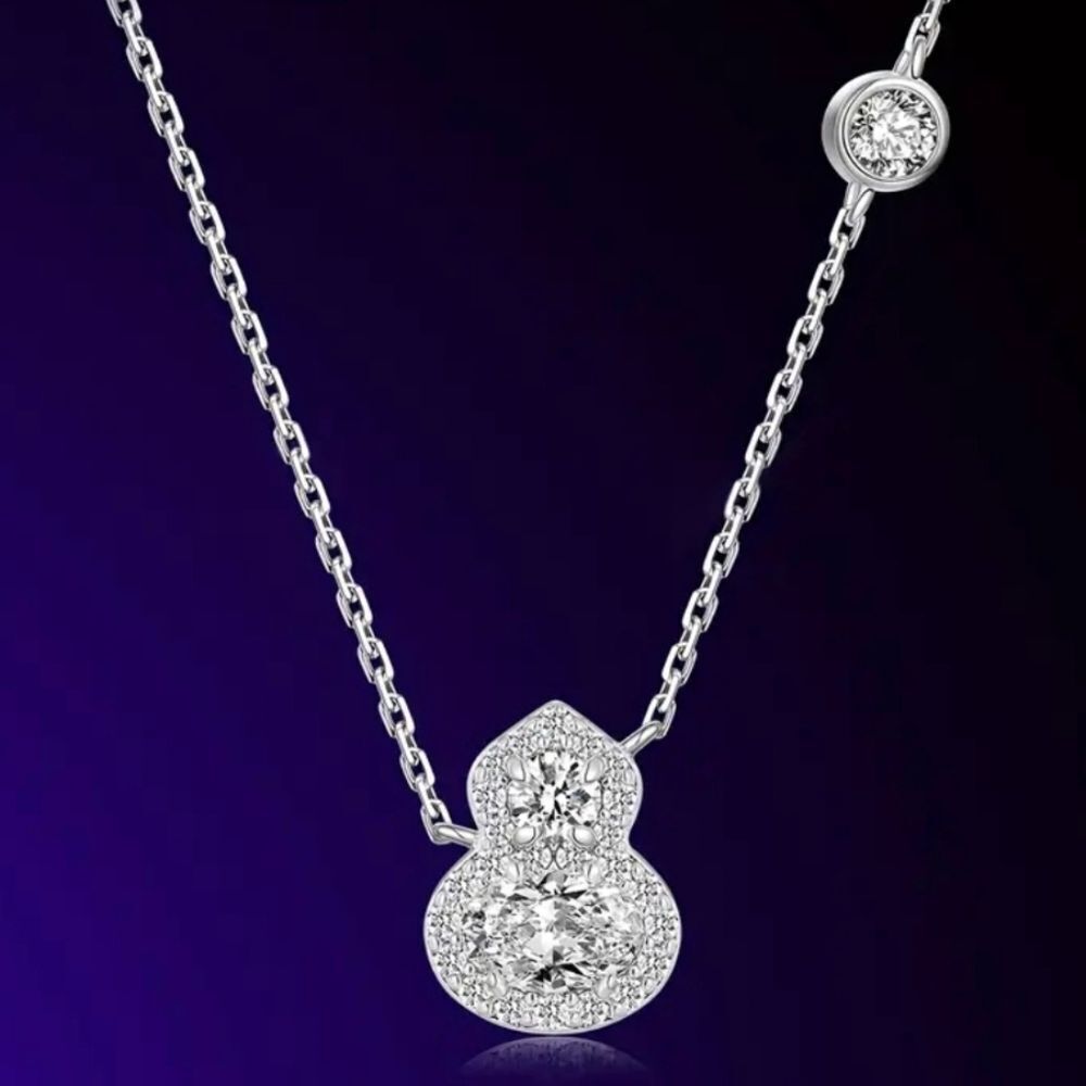 Platinum Plated Diamond Pendant Necklase